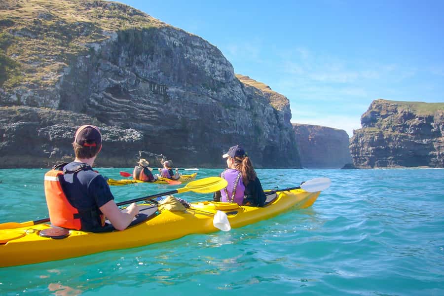 Akaroa: 4WD Safari and Guided Sea-Kayaking Experience - Getting ready for the double kayaks