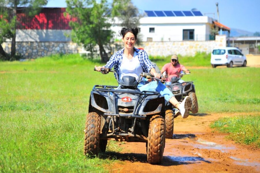Bodrum: Off-Road Quad Safari with Hotel Pickup - Pine Trees, Dusty Sunlight, and Mountain Views