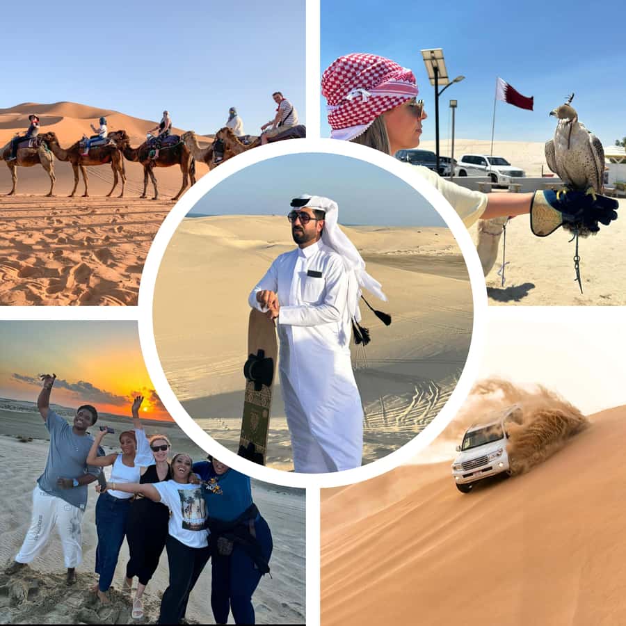 Doha: Desert Safari, Adventure, Sandboarding and Camel Ride - Sandboarding on soft golden dunes