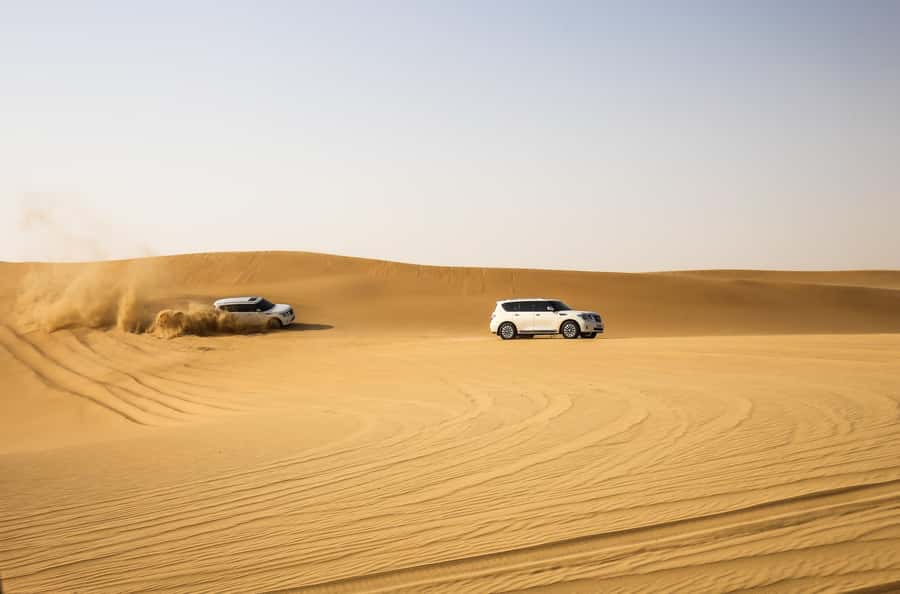 Doha: Safari, Camel Ride, Sandboarding and Inland Sea Tour - Sandboarding on soft golden slopes