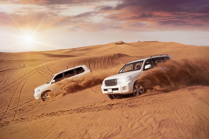 Doha Sharing Desert Safari with Dune Bashing and Sand Boarding - Sealine Beach and the start of the desert drive