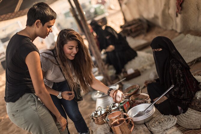 Dubai: Bedouin Culture Safari - Tents, cooking stations, and Saluki dogs