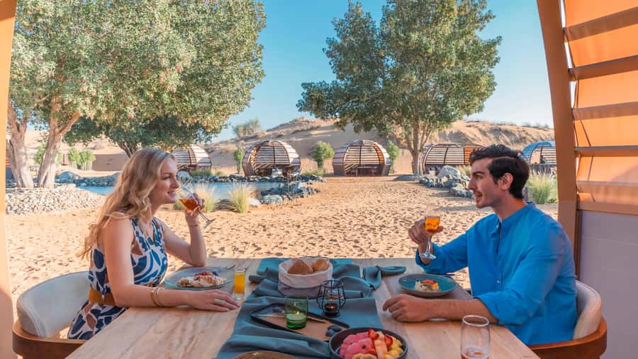 Dubai: Conservation Drive & Platinum Breakfast - Breakfast at the Platinum Camp and Al Maha setting