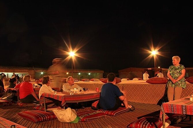 Dubai Desert Safari 20 mins Dune Bashing BBQ Live Show Camel Ride - BBQ dinner with vegetarian and non-vegetarian choices