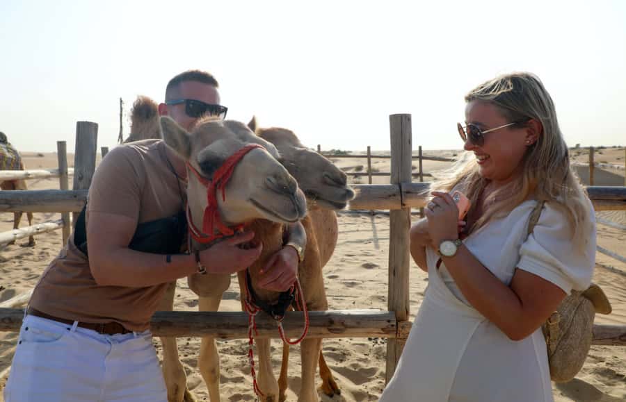 Dubai: Desert Safari, Quad Bike, Sandboarding, Camels & BBQ - Sandboarding on the red dunes
