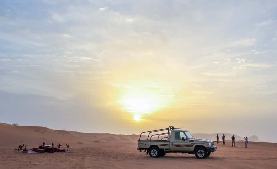 Dubai: Morning Desert Safari with Camel Ride & Sandboarding - Deflating tires before the dune drive