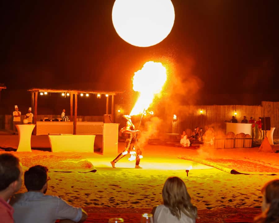 Dubai: Premium Desert Safari, Camel Ride, BBQ & Sandboarding - A three-course BBQ beneath the evening sky