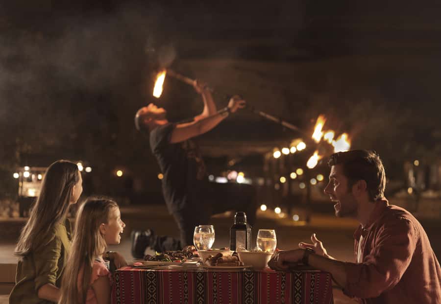 Dubai: Premium Desert Safari, Camel Ride, BBQ & Sandboarding - Three live shows after dark