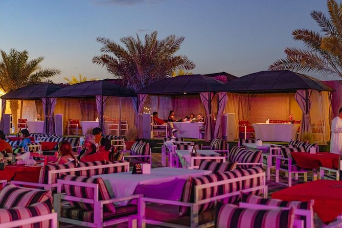 Dubai Premium Desert Safari – Live Buffet Dinner & Luxury Camp - Sandboarding and sunset photos