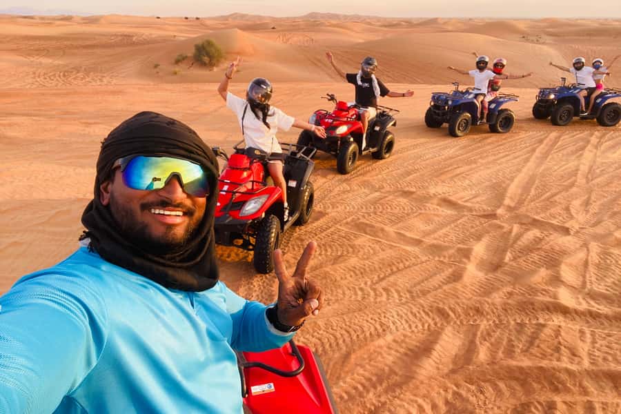Dubai: Quad Bike Safari, Camels & Al Khayma Camp BBQ Dinner - Red dunes and real time on the quad bikes