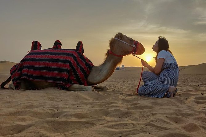 Evening Desert Safari in Dubai, Sandboard & BBQ Dinner - A short camel ride and Arabian camp welcome
