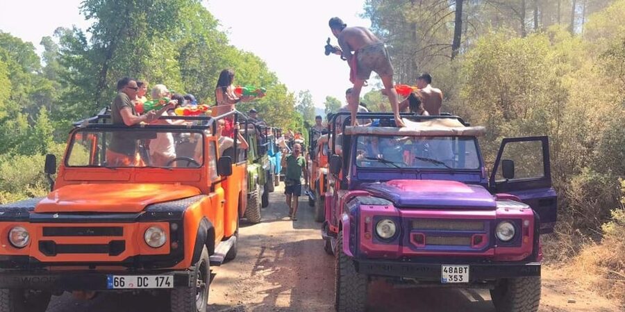 Icmeler Jeep Safari, Lunch, Water Fight, Colour & Foam Party - Pickup and the climb into the hills
