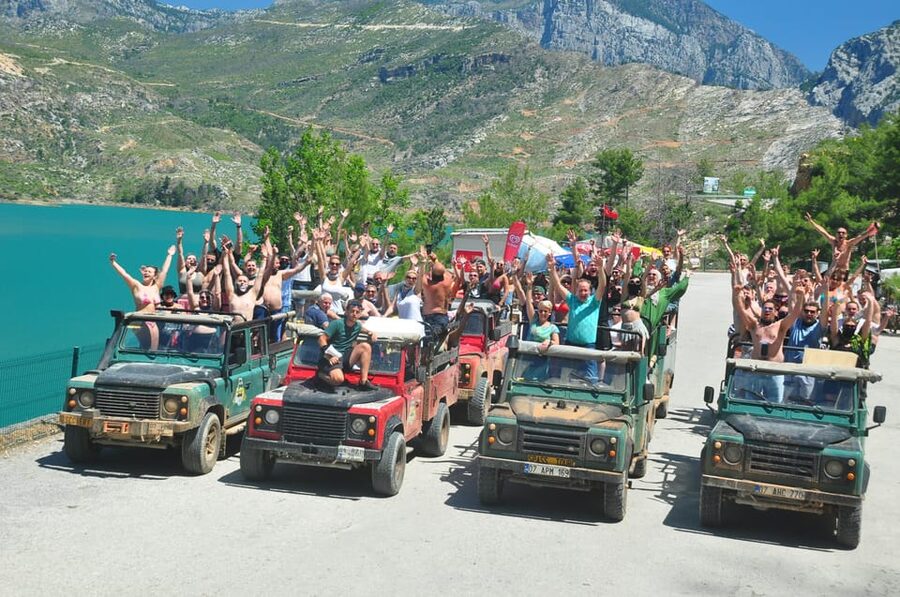 Jeep Safari-Lunch-Boat-Canyon-Waterfall-Foam,Water Party - Green Lake: lunch, swimming, and a slower hour