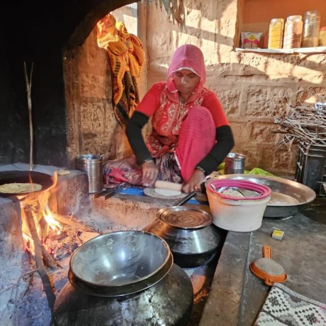 Jodhpur Camel Safari & Overnight Stay In Desert With Sumer - Cooking chapatis by the family fire
