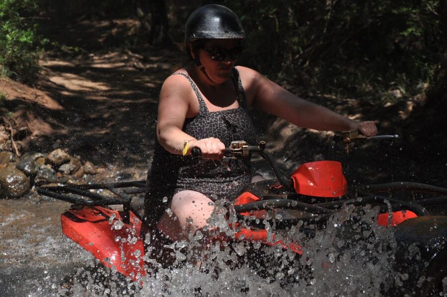 Kemer: Forest, Mud, and Streams Quad Safari Tour with Pickup - Getting ready for the first ride