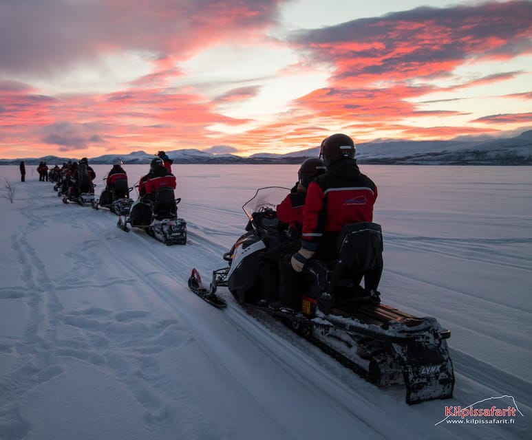 Kilpisjärvi: Border of Three Countries Snowmobile Safari - Riding through snowy birch forest