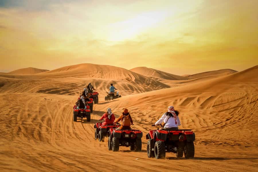 Luxury Dubai Desert Safari, BBQ, Camel Ride, Quad Bike, Show - Arriving at the Sahara Desert Fortress
