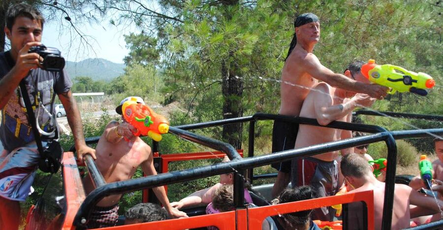 Marmaris Jeep Safari Water Fight, Colour and Foam Party - Pickup from Marmaris, Içmeler, or Turunç
