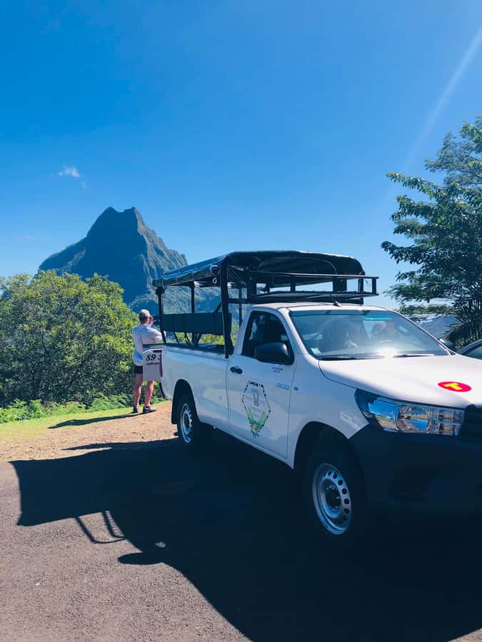 Moorea:4X4 safari excursion between land and sea with lunch - Belvedere Looks Across Two Famous Bays