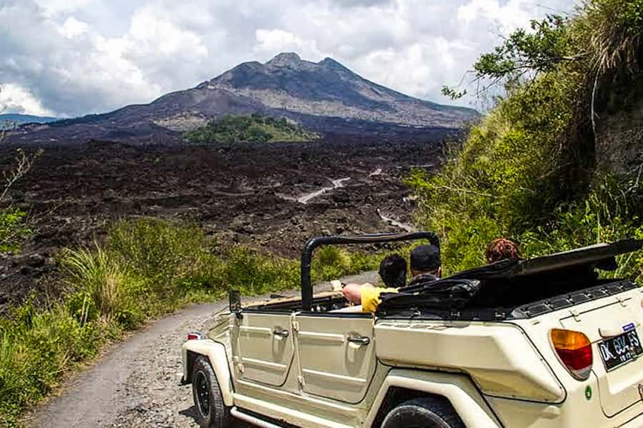 Mount Batur: Private Volkswagen Volcano Safari - Driving into the old crater and across black lava