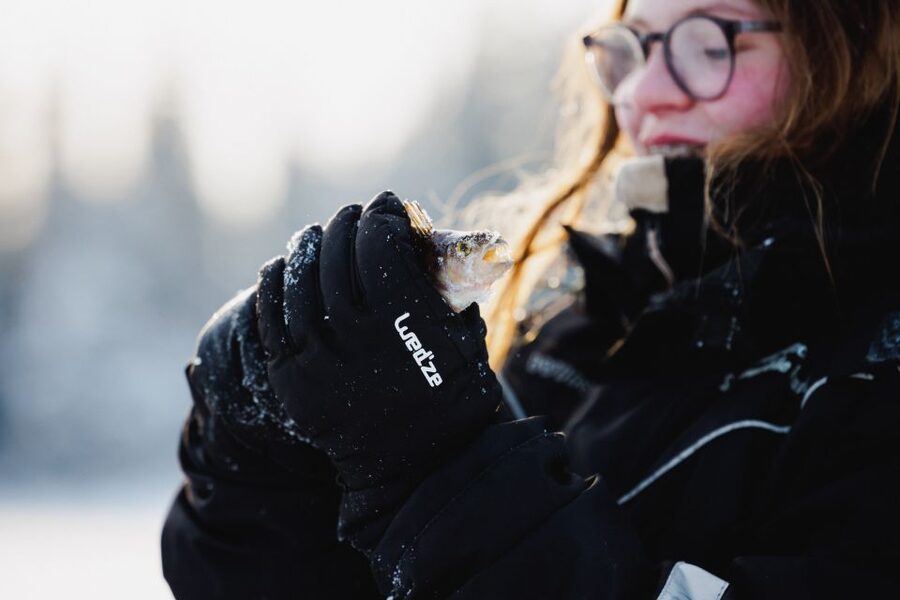 Rovaniemi: Ice Fishing & Snowmobile Safari Combo Day - Fire, sausages, and hot drinks